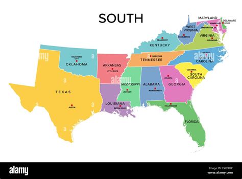 Map of the Southern United States with rap music icons