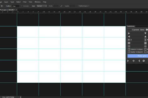 Photoshop document setup with grid lines
