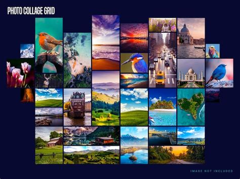Screenshot of Photoshop with guides and shape layers for a grid collage