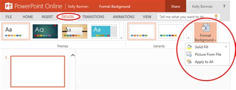 PowerPoint Format Background sidebar