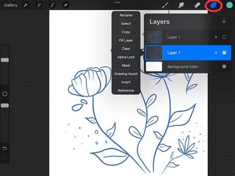 Procreate canvas showing Color Drop being used to fill an area