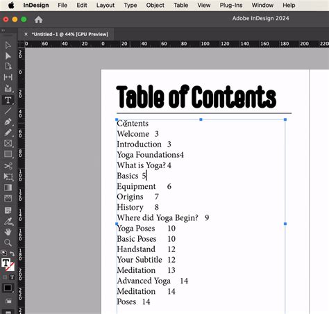 InDesign Table of Contents dialog box