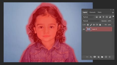 Photoshop Quick Mask overlay showing a selection