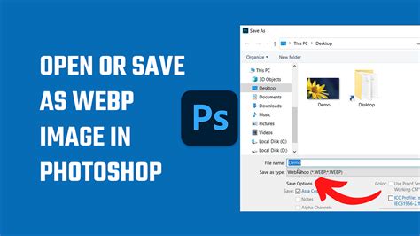 Screenshot of Photoshop with the WebP plugin installed, showing a WebP file open