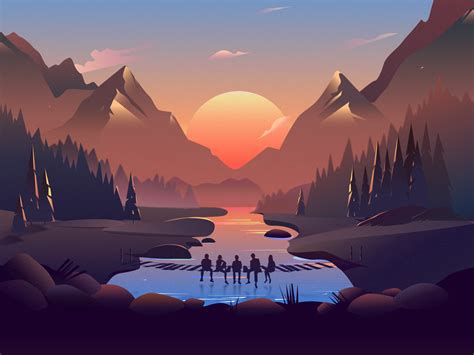 Stylized digital landscape illustration