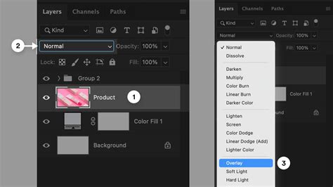Photoshop Blend Modes dropdown menu