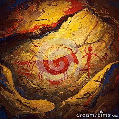 Cave painting depicting figures using yellow ochre