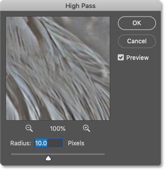 Photoshop High Pass filter dialog box