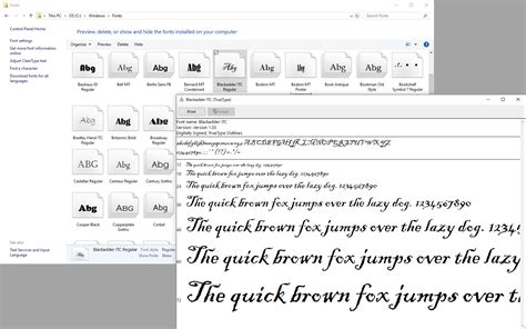 Windows Font Installation Window