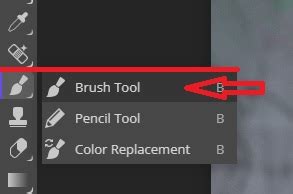 Photopea interface showing the Brush Tool selected and the top bar options