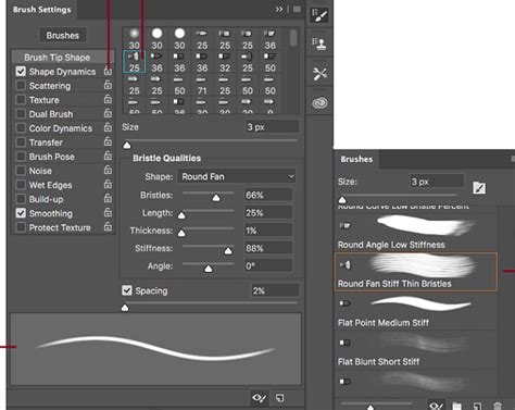 Screenshot of the Photopea Brush Settings panel