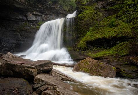 Aerial view of Fillmore Glen State Park gorge and waterfalls