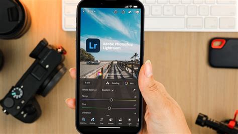 Smartphone displaying the Lightroom mobile app interface