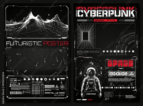 Retro-futuristic poster design elements