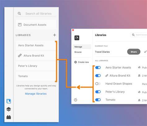 Creative Cloud Libraries panel showing various design assets