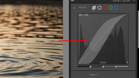 Lightroom Tone Curve panel with example adjustments