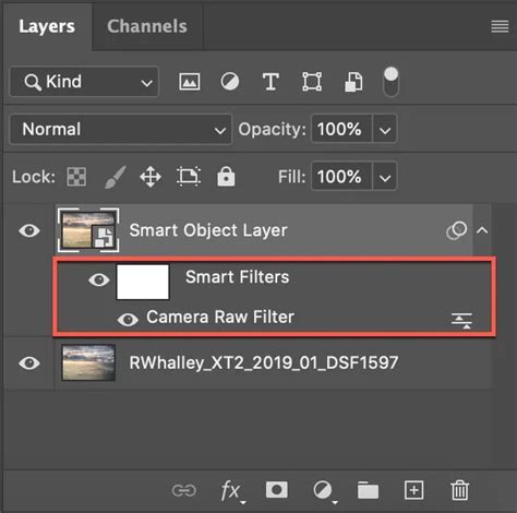 Photoshop Layers Panel showing a Smart Filter applied to a Smart Object