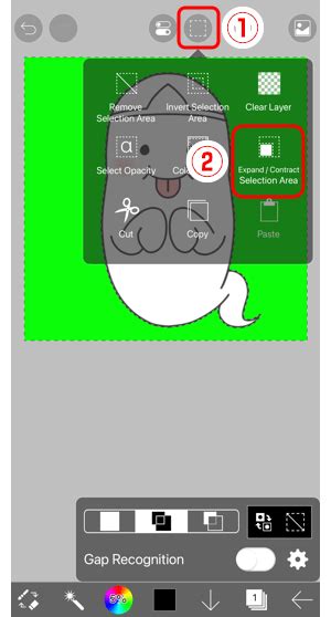 Illustration demonstrating the pinch-to-zoom and rotate gestures on a selected area in ibisPaint