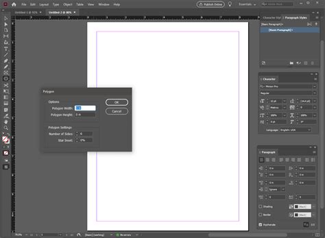 Adobe InDesign Polygon Tool Settings Dialog Box