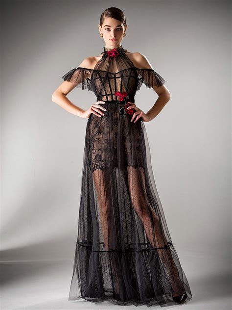 Vintage dress with sheer fabric overlay