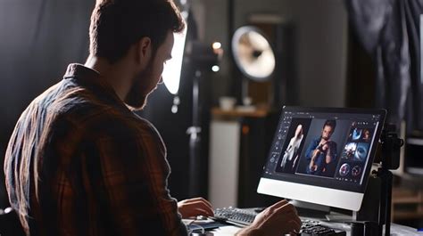 Photographer editing a landscape photo on a computer
