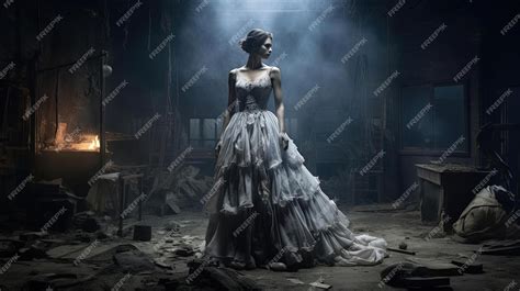 Bride in white dress with dark background