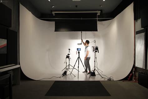 Interior of the cyclorama studio with a model