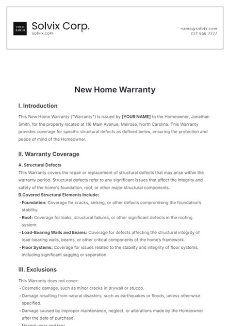 home warranty contract document