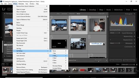 Lightroom Classic menu showing 