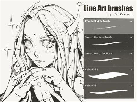 Example of a Procreate brush with smooth line art