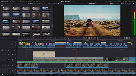 DaVinci Resolve interface showing the edit page with a video timeline and audio tracks