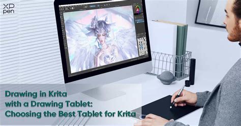 Screenshot of Krita with a drawing tablet being used