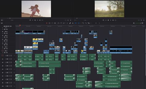 DaVinci Resolve timeline with clips in sequence