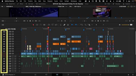 Synced video and audio tracks on a DaVinci Resolve timeline