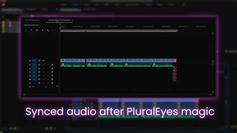 PluralEyes software interface showing audio sync analysis
