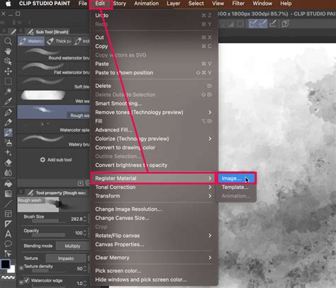 Clip Studio Paint Material Location Window