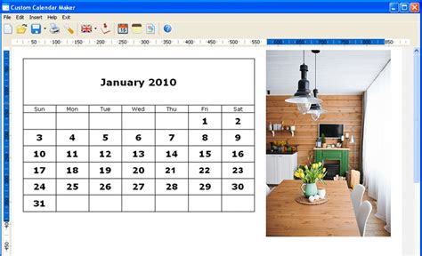 Screenshot of Photo Calendar Creator software interface with templates