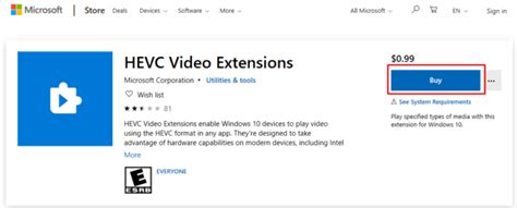Microsoft Store HEVC Video Extensions