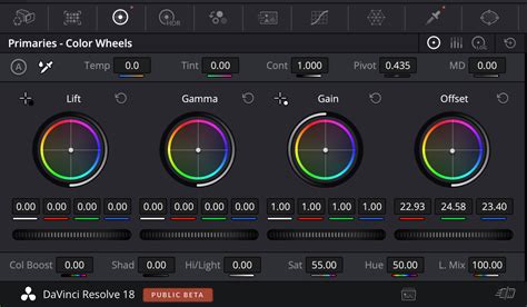 DaVinci Resolve Color Page with Color Wheels and Scopes