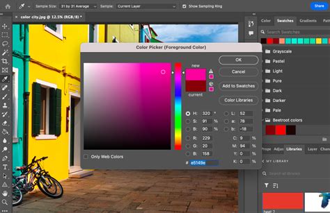 Demonstration of selecting a specific color range in Photoshop