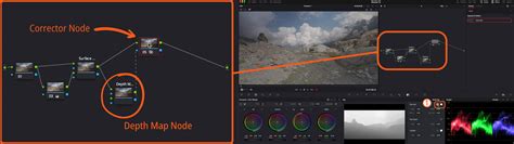 DaVinci Resolve interface showing the Depth Map effect settings