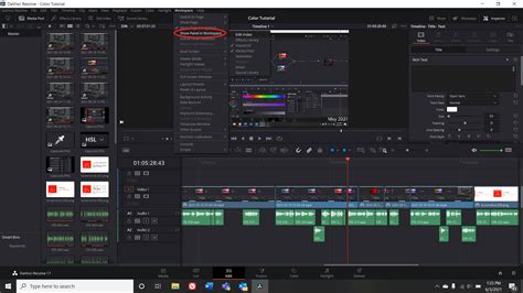 DaVinci Resolve interface showing media pool and timeline