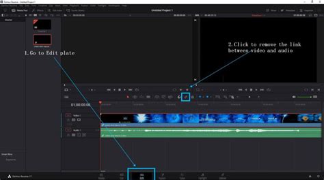 Infographic showing steps to detach audio in DaVinci Resolve