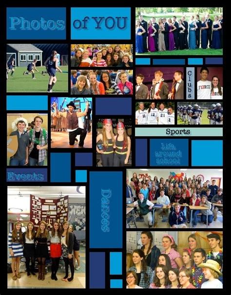 A collage of diverse yearbook page layouts created using templates
