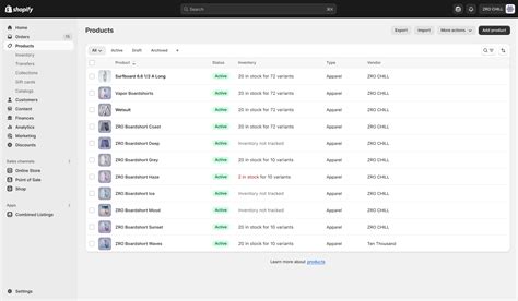 Shopify product listing comparison