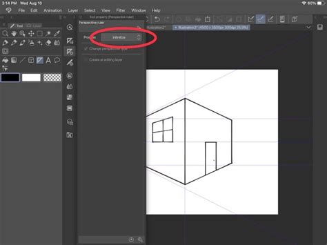 Clip Studio Paint perspective ruler tool
