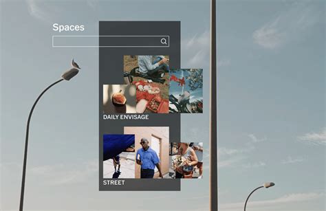 VSCO app interface showing the Spaces tab and search icon