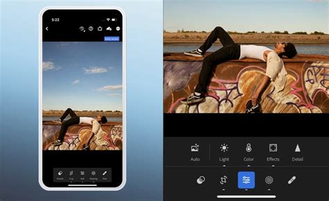 Lightroom mobile editing interface with selective tools visible