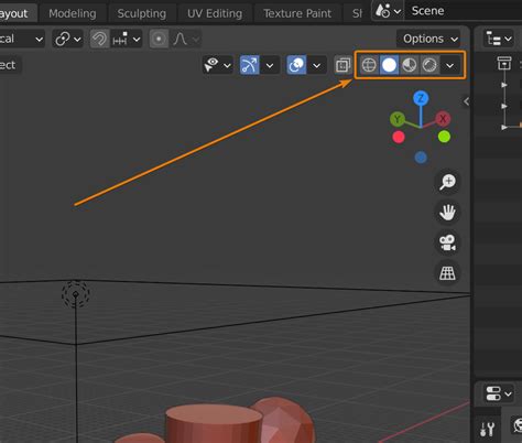 Blender 3D viewport shading modes icons