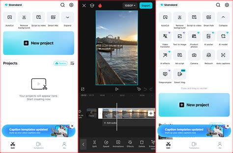Mobile photo editing app interface